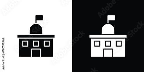 City hall icon design. Black flat style sign for mobile concept