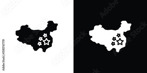 China map icon design. Black flat style sign for mobile concept