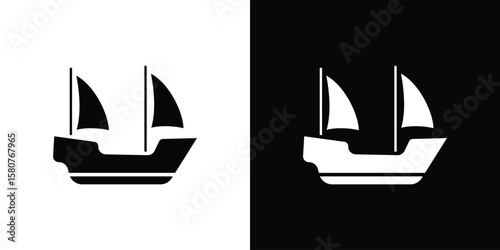 Caravel icon design. Black flat style sign for mobile concept