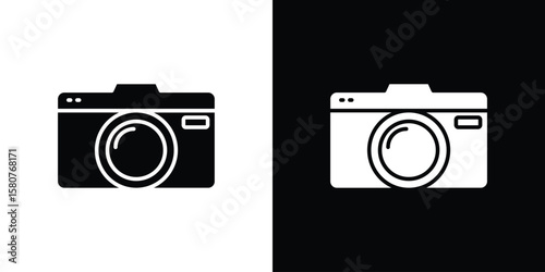 Camera icon design. Black flat style sign for mobile concept