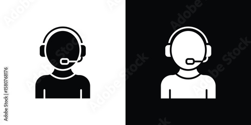 Fényképezés Callcenter icon design. Black flat style sign for mobile concept