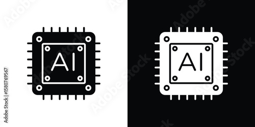 AI icon design. Black flat style sign for mobile concept