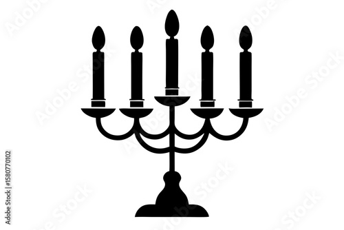 Elegant Golden Candelabra with Glowing Lit Candles – Isolated Object