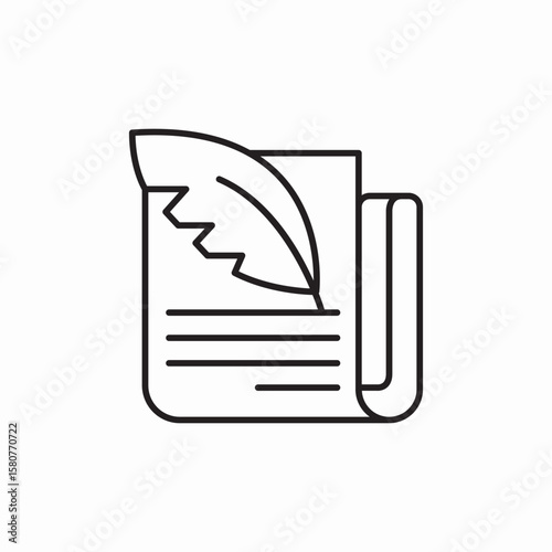 scroll pape write feather icon sign vector