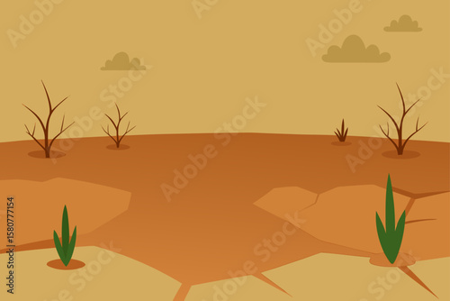 dry cracked earth with sparse desert plants