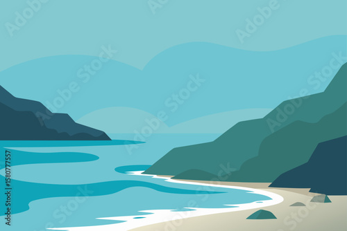 quiet cove with waves lapping against rocks