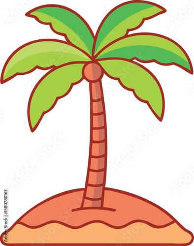  Tropical Island in a Teardrop Terrarium Icon. Conceptual vector for preserving nature or a dream vacation.
