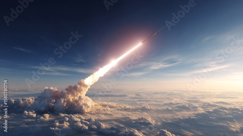 An anti missile system successfully intercepts a ballistic missile in flight above the earth