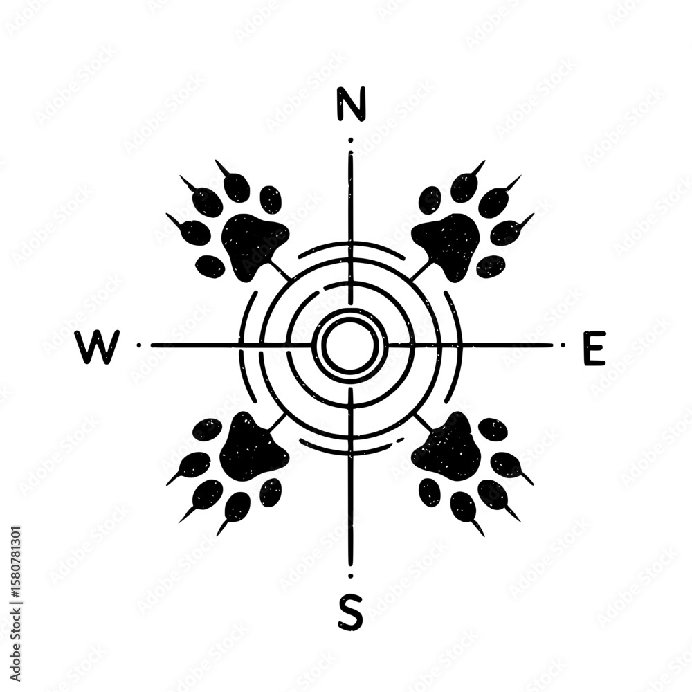 Obraz premium Paw Print Compass