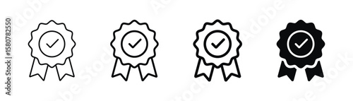 Approval , verified, quality symbol. Certified, qualified medal icon vector.