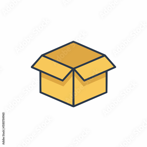 Open Cardboard Box Illustration Shipping Package Delivery Isolated on White
