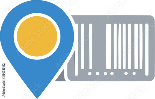 Barcode and Location Icon Combination Representing Tracking and Logistics