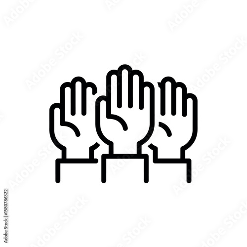 Three raised hands icon representing participation voting or agreement in a group