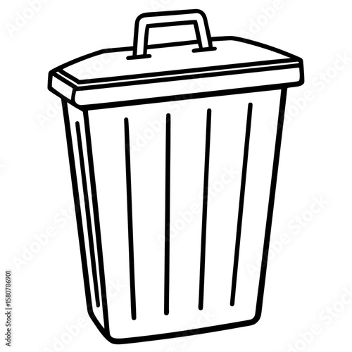 Trash Bin Icon Vector, Simple Silhouette