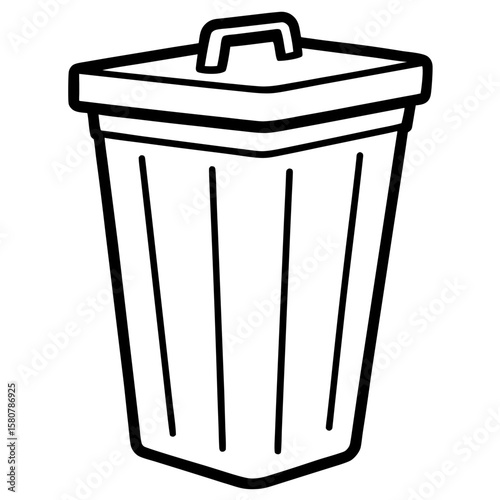 Trash Bin Icon Vector, Simple Silhouette