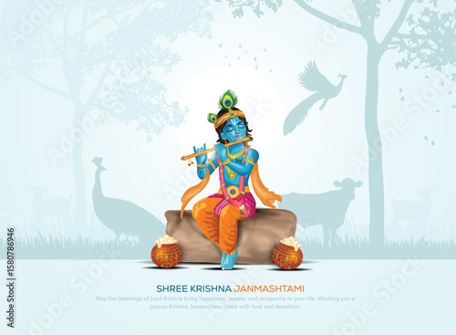 Dahi handi indian festival of lord shree krishna janmashtami. Creative vector illustration design.