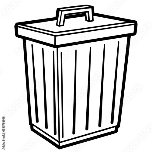 Trash Bin Icon Vector, Simple Silhouette