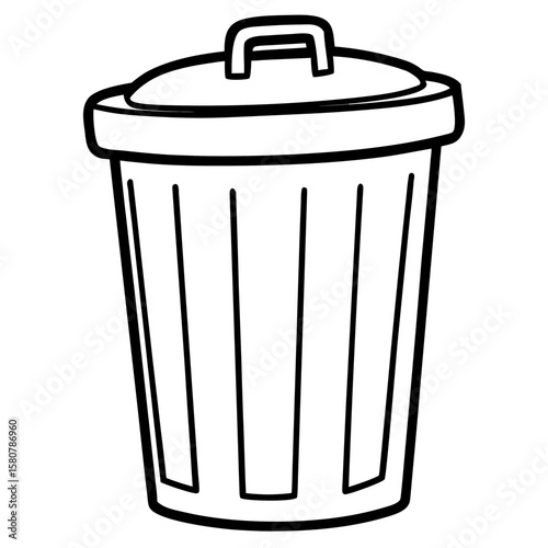 Trash Bin Icon Vector, Simple Silhouette