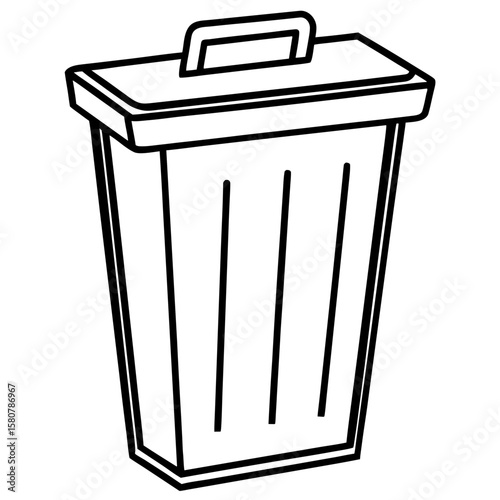 Trash Bin Icon Vector, Simple Silhouette