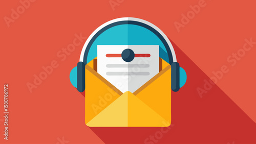 A yellow envelope with headphones on top of it. The envelope is open and the headphones are on top of the paper