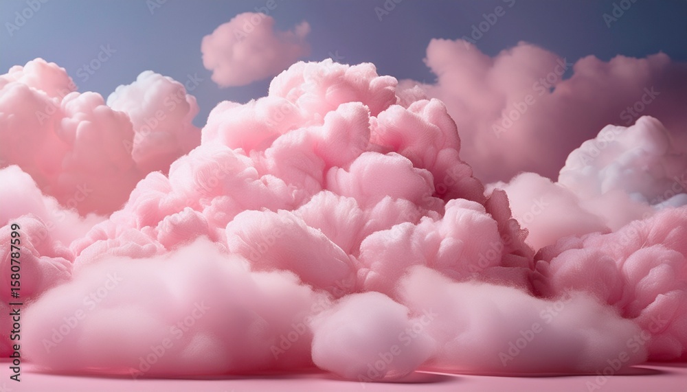 Fototapeta premium pink pastel background with fluffy clouds