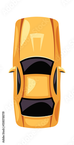 Retro car yellow vehicle overhead