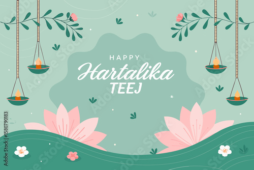 Happy Hartalika Teej illustration for social media
