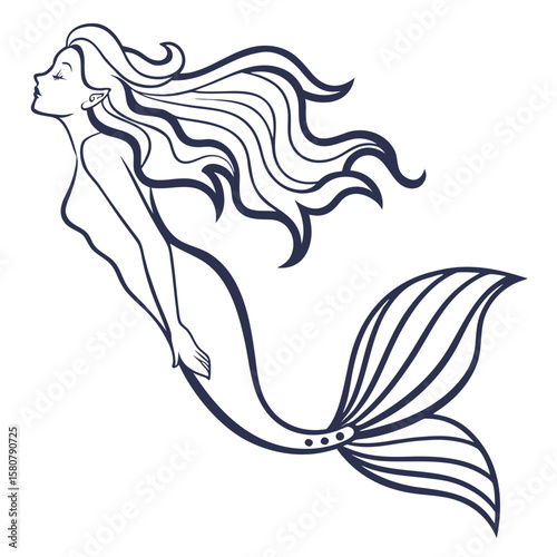 Dark Blue Line Art Siren Glyph Icon White Background