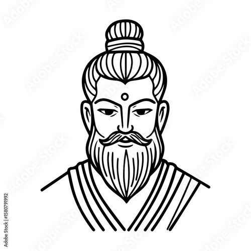 Sikh Clipart illustration, Sikh man, traditional attire, sherwani, turban