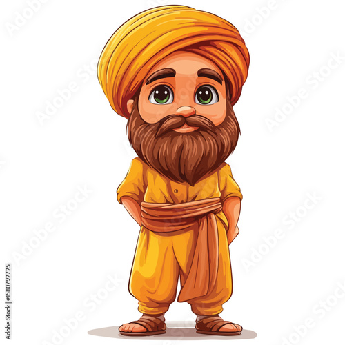 Sikh Clipart illustration, Sikh man, traditional attire, sherwani, turban