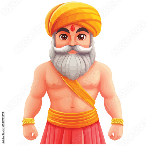 Sikh Clipart illustration, Sikh man, traditional attire, sherwani, turban