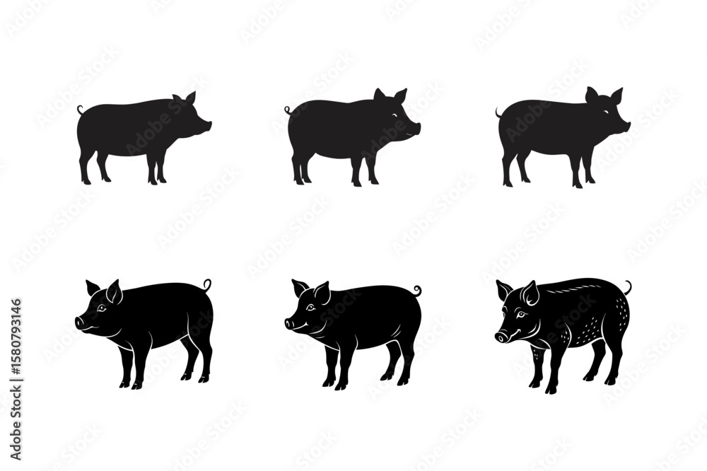 Obraz premium pig silhouette vector art