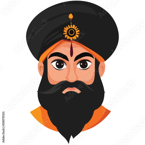 Sikh Clipart illustration, Sikh man, traditional attire, sherwani, turban