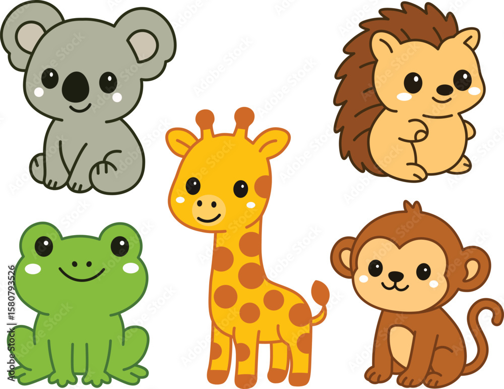 Obraz premium Simple Cute Animal Cartoon Character