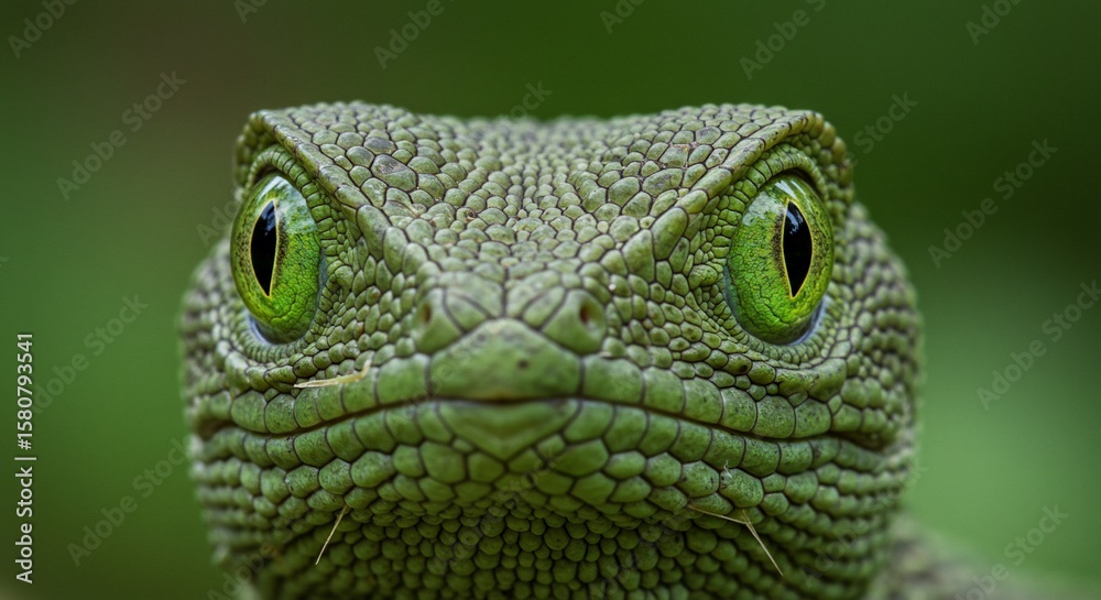 Fototapeta premium Intense lizard gaze emerald eyes
