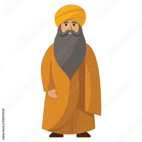 Sikh Clipart illustration, Sikh man, traditional attire, sherwani, turban