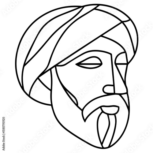 Sikh Clipart illustration, Sikh man, traditional attire, sherwani, turban