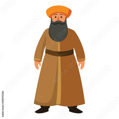 Sikh Clipart illustration, Sikh man, traditional attire, sherwani, turban