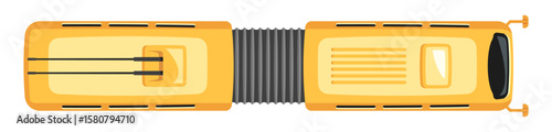 Yellow trolleybus vehicle top view
