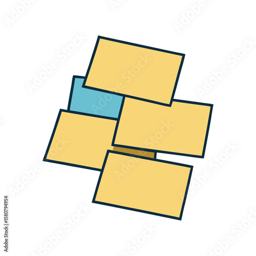 Vector art of a stack of sticky notes isolated on white background
