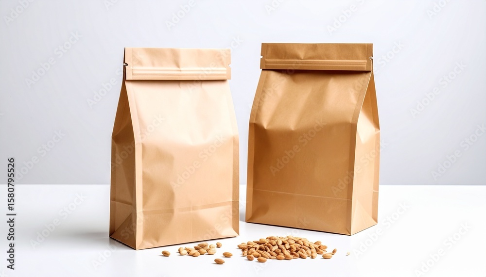 Eco-Friendly Kraft Paper Packaging for Organic Grains and Coffee Beans, brown paper bag, eco packaging, kraft paper, food storage, biodegradable, organic packaging, Eco-Friendly Kraft Paper Packaging for Organic Grains and Coffee Beans, brown paper bag, eco packaging, kraft paper, food storage, biodegradable, organic packaging,