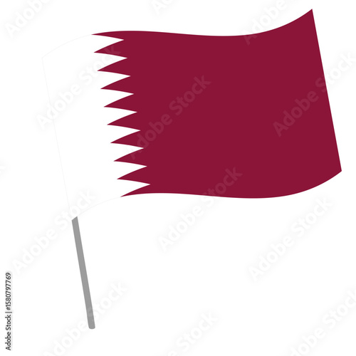 Qatar national flag flutters with flagpole