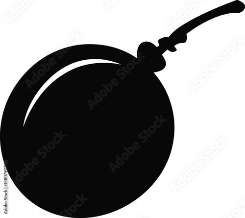 Black silhouette of a longan fruit white background