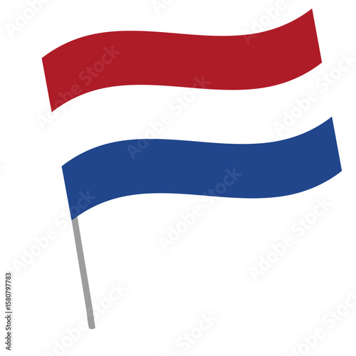 Netherlands national flag flutters with flagpole