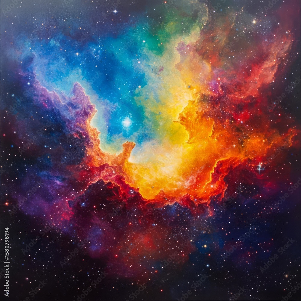 Fototapeta premium Cosmic Nebula Vista A breathtaking view of a colorful nebula spanning across deep space cosmic and radiant