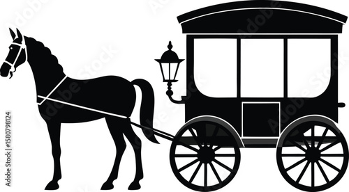 Elegant Black and White Silhouette Illustration of a Horse on White Background