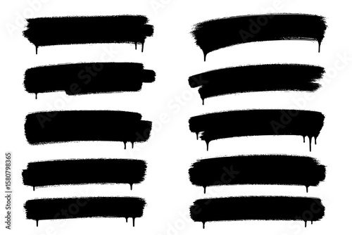 Black Grunge Paint Strokes with Dripping Paint Splashes