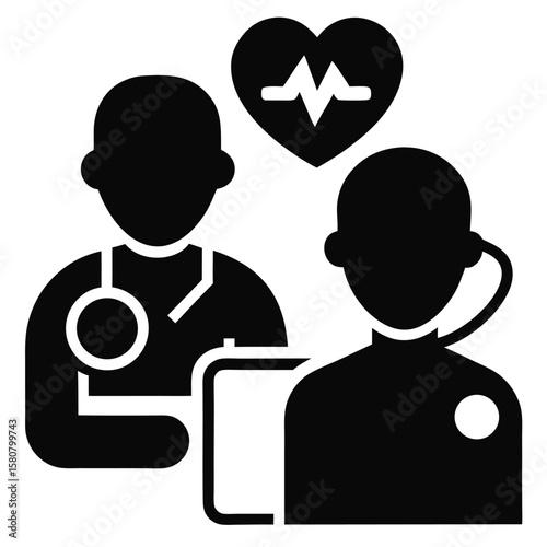 silhouette Health checkup icon on white background 