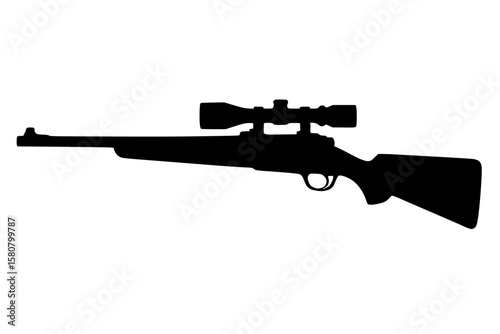 Silhouette of a Sniper Rifle Isolated on White Background