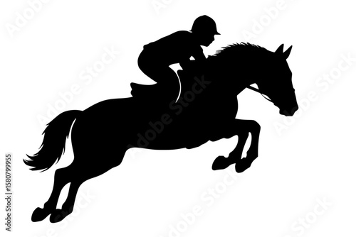 Silhouette of a Horse Jumping with a Rider